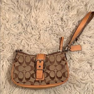 Brown and tan wristlet